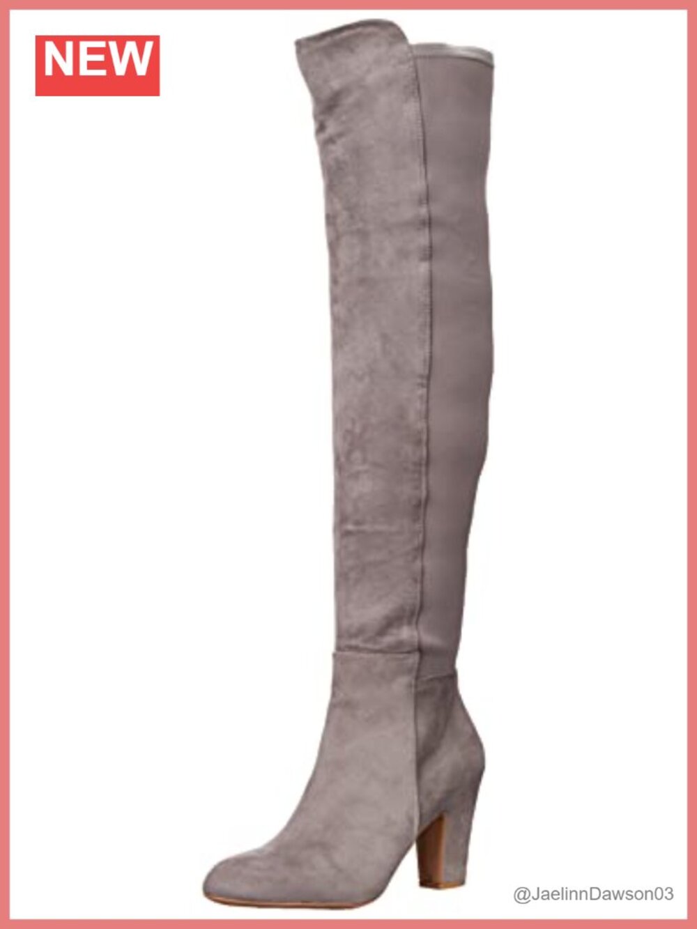 Faux Suede Knee-High Fashion Boots Block Heel Zip Almond Toe Cushioned